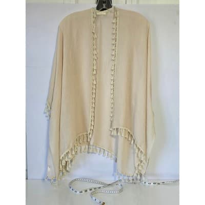 Evelyn K New York Beige Tassel Kimono Cardigan Cover Up - Thumbnail 9