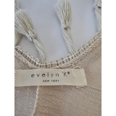 Evelyn K New York Beige Tassel Kimono Cardigan Cover Up - Thumbnail 3