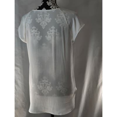 Ro & De Sheer Cut Out White Short Sleeve Top Women's Size Small - Thumbnail 4