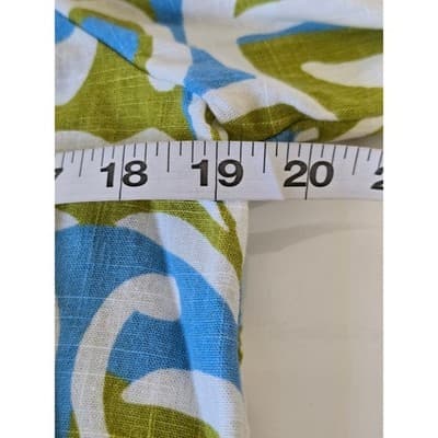 CeCe Blouse Puff Sleeve Split Neck Geometric Print Women's M - Thumbnail 6