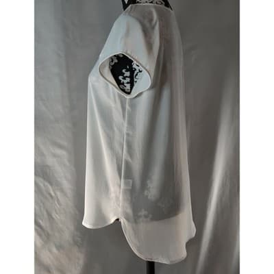 Ro & De Sheer Cut Out White Short Sleeve Top Women's Size Small - Thumbnail 5