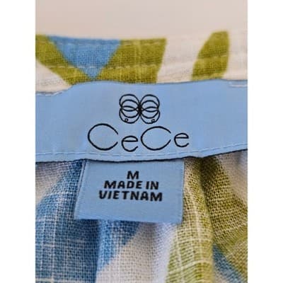 CeCe Blouse Puff Sleeve Split Neck Geometric Print Women's M - Thumbnail 3