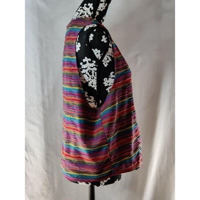 Jazz Sport California Vintage Multicolor Striped Textured Button Front Vest L - Thumbnail 9