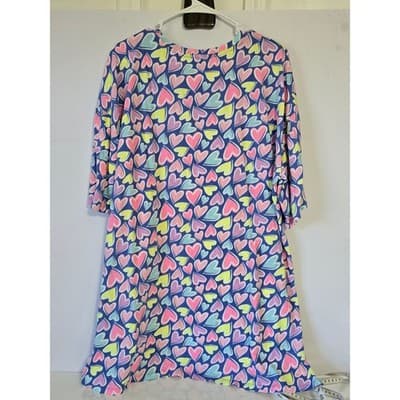 Secret Treasures Sleepwear L XL XG Blue Multi Heart Print Nightgown Dress - Thumbnail 2