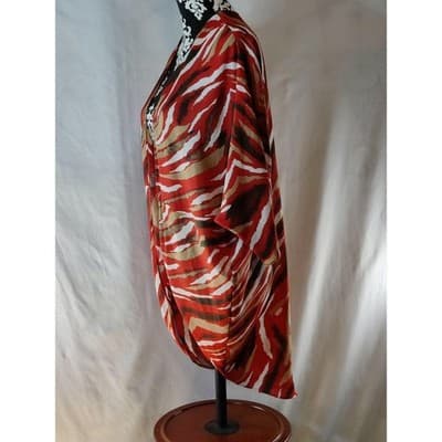 C by Cleopatra Kimono Cardigan Top Red Animal Print Lightweight Women's Size S - Thumbnail 10