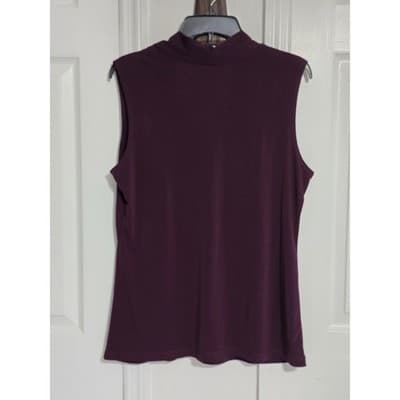 JKLA California Plum Purple Sleeveless Surplice V-Neck Top XL Made in USA - Thumbnail 2