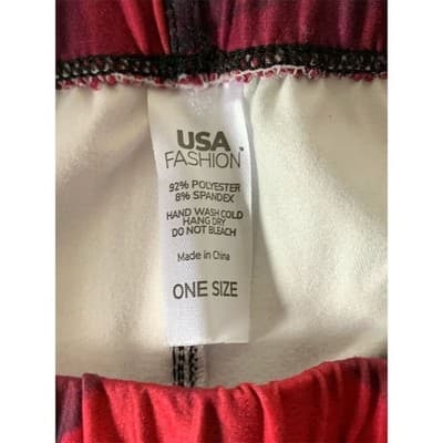 Red Rose Print Yoga Leggings Women's One Size Casual Stretchy Pants - Thumbnail 4