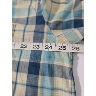 St Johns Bay Madras Shirt Mens Large Blue Plaid Short Sleeve Cotton Button Down - Thumbnail 7