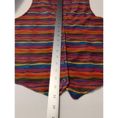 Jazz Sport California Vintage Multicolor Striped Textured Button Front Vest L - Thumbnail 7