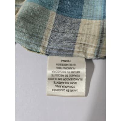 St Johns Bay Madras Shirt Mens Large Blue Plaid Short Sleeve Cotton Button Down - Thumbnail 4