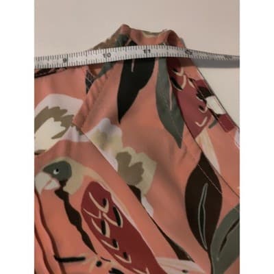 7th Avenue Design Studio New York Floral Bird Cold Shoulder Pleated Blouse Top S - Thumbnail 8