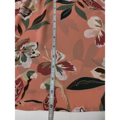 7th Avenue Design Studio New York Floral Bird Cold Shoulder Pleated Blouse Top S - Thumbnail 11