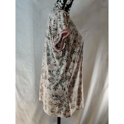 Liz & Co Plus Size Floral Print Cap Sleeve Scoop Neck Top XL - Thumbnail 3