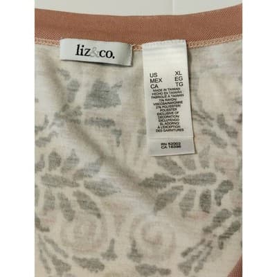 Liz & Co Plus Size Floral Print Cap Sleeve Scoop Neck Top XL - Thumbnail 7