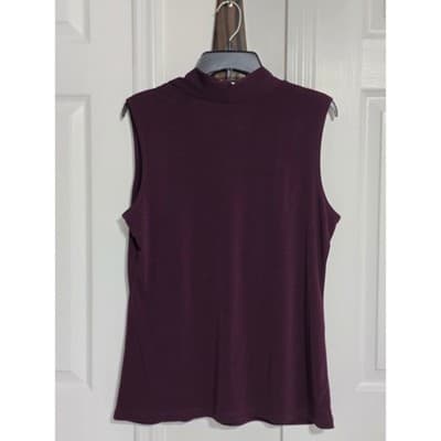 JKLA California Plum Purple Sleeveless Surplice V-Neck Top XL Made in USA - Thumbnail 8