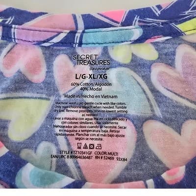 Secret Treasures Sleepwear L XL XG Blue Multi Heart Print Nightgown Dress - Thumbnail 3