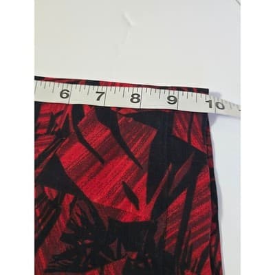 Columbia Mens XXL Red Black Tropical Palm Leaf Print Cotton Short Sleeve Shirt - Thumbnail 9