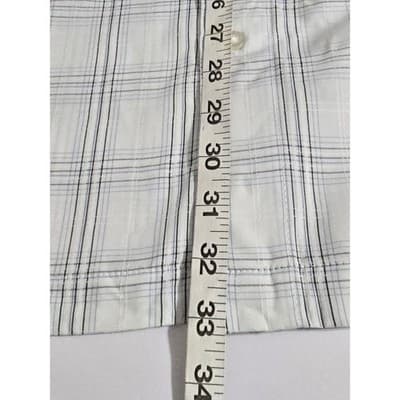 Haggar Mens XL Short Sleeve Plaid Button Down Shirt White Blue Casual Camp Top - Thumbnail 7
