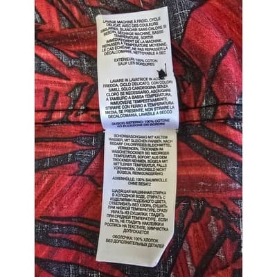 Columbia Mens XXL Red Black Tropical Palm Leaf Print Cotton Short Sleeve Shirt - Thumbnail 6