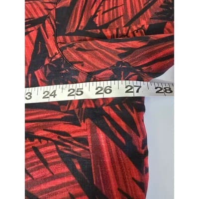 Columbia Mens XXL Red Black Tropical Palm Leaf Print Cotton Short Sleeve Shirt - Thumbnail 8