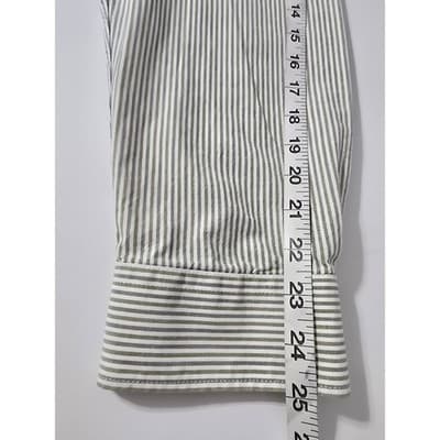 Aumühle Mens Green White Striped Embroidered Long Sleeve Button Down Shirt L - Thumbnail 7