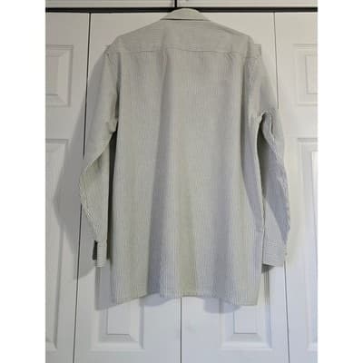 Aumühle Mens Green White Striped Embroidered Long Sleeve Button Down Shirt L - Thumbnail 2