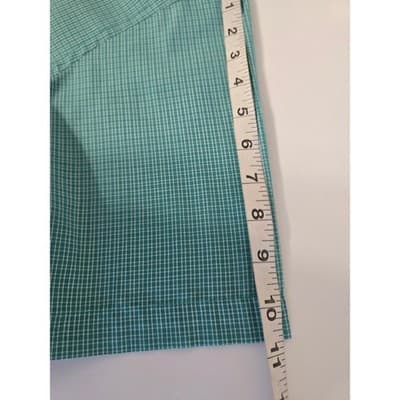 Dockers Mens XL Short Sleeve Button Down Shirt Teal Green Micro Check Plaid - Thumbnail 8