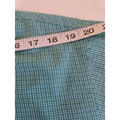Dockers Mens XL Short Sleeve Button Down Shirt Teal Green Micro Check Plaid - Thumbnail 5