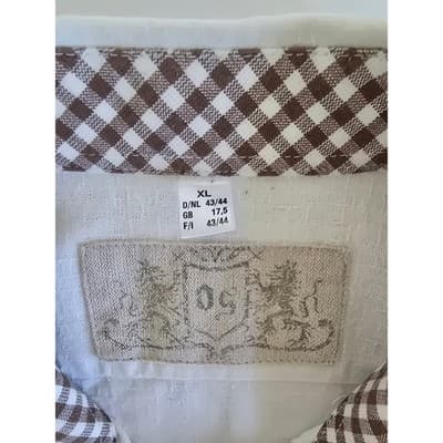 OS Trachten Mens White Embroidered Alpine Short Sleeve Button Down Shirt XL - Thumbnail 3