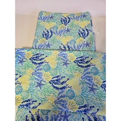 Coastal Coral Starfish King Bed Sheets Blue Green Yellow Microfiber A-1004 - Thumbnail 4