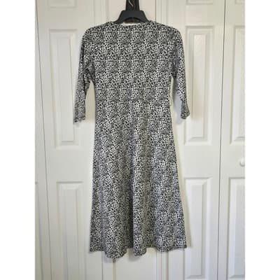 CHAUS Leopard Print V Neck Midi Dress Women's Size Small 3/4 Sleeve - Thumbnail 2