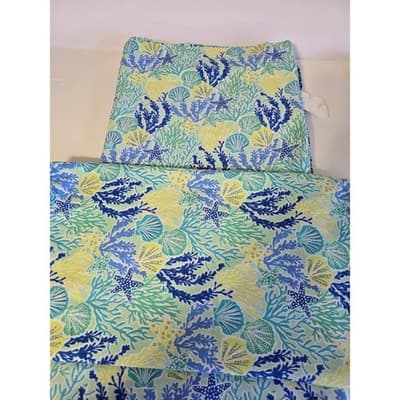 Coastal Coral Starfish King Bed Sheets Blue Green Yellow Microfiber A-1004 - Thumbnail 6