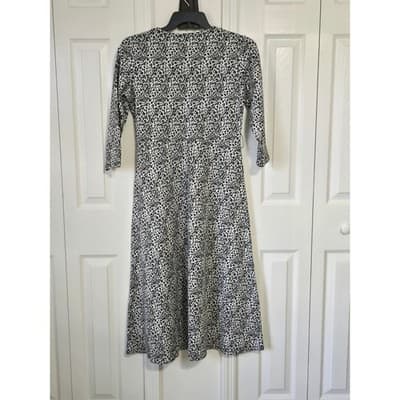 CHAUS Leopard Print V Neck Midi Dress Women's Size Small 3/4 Sleeve - Thumbnail 9