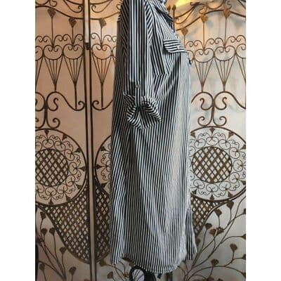 Mlle Gabrielle Womens Button Up Black White Stripe Shirt Dress Size PXL - Thumbnail 3