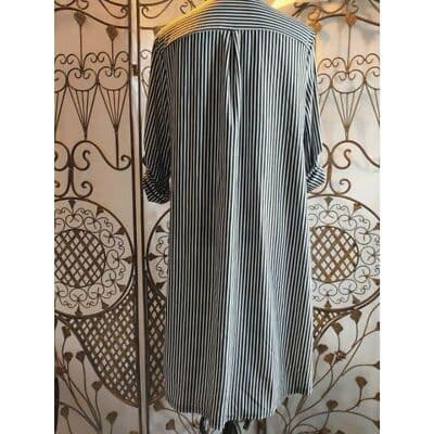 Mlle Gabrielle Womens Button Up Black White Stripe Shirt Dress Size PXL - Thumbnail 4