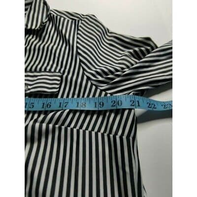 Mlle Gabrielle Womens Button Up Black White Stripe Shirt Dress Size PXL - Thumbnail 10