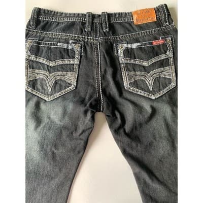 True Religion Men's Straight Jeans Black Size 36 Triple Stitching - Thumbnail 8