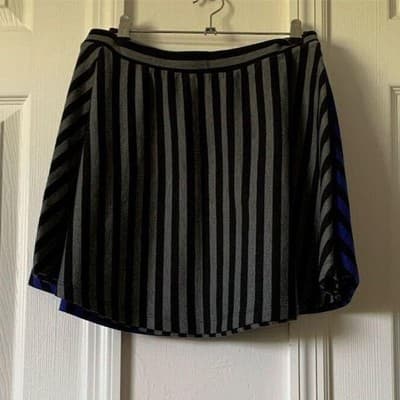 Forever 21 Striped Skater Mini Skirts Bundle Black Grey Blue Mens Medium 2pk - Thumbnail 2