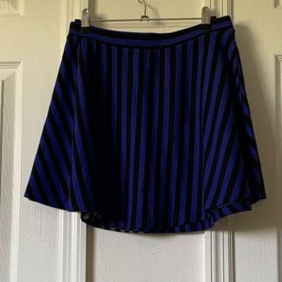 Forever 21 Striped Skater Mini Skirts Bundle Black Grey Blue Mens Medium 2pk - Thumbnail 6