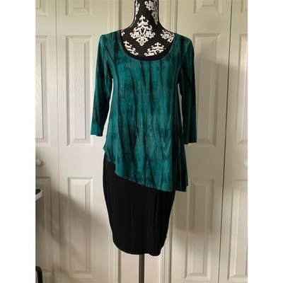 Zen-Knits Women's Small Tie-Dye Tunic Dress 3/4 Sleeve Boho Casual Small - Thumbnail 12