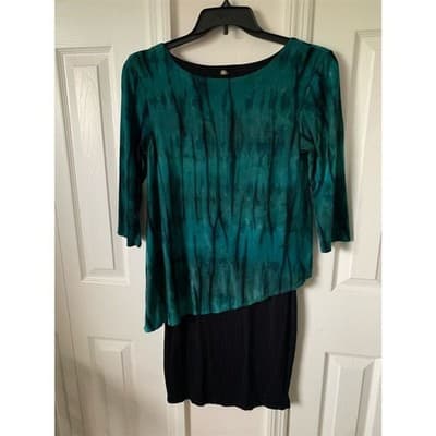 Zen-Knits Women's Small Tie-Dye Tunic Dress 3/4 Sleeve Boho Casual Small - Thumbnail 13