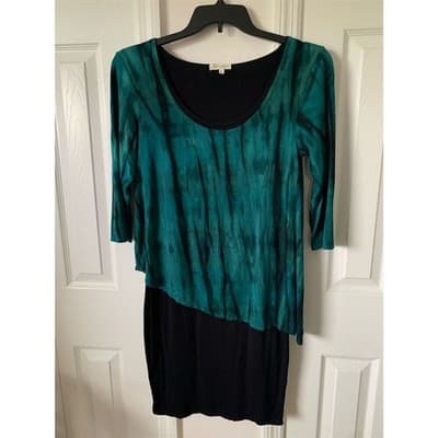 Zen-Knits Women's Small Tie-Dye Tunic Dress 3/4 Sleeve Boho Casual Small - Thumbnail 16