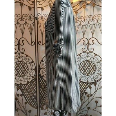 Mlle Gabrielle Womens Button Up Black White Stripe Shirt Dress Size PXL - Thumbnail 5