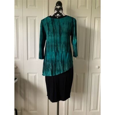 Zen-Knits Women's Small Tie-Dye Tunic Dress 3/4 Sleeve Boho Casual Small - Thumbnail 2