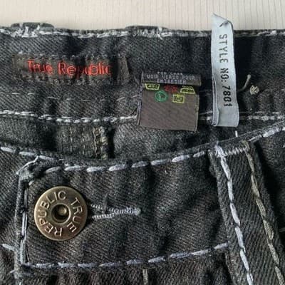 True Religion Men's Straight Jeans Black Size 36 Triple Stitching - Thumbnail 3