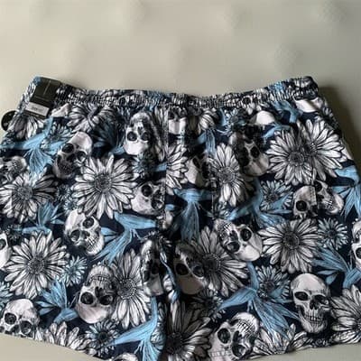 No Boundaries Men's 3XL Skull Floral Swim Trunks Elastic Waist Multicolor - Thumbnail 10