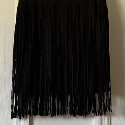 Passarella Black Faux Suede Fringe Mini Skirt Western Boho Style 1087 Mens M - Thumbnail 9