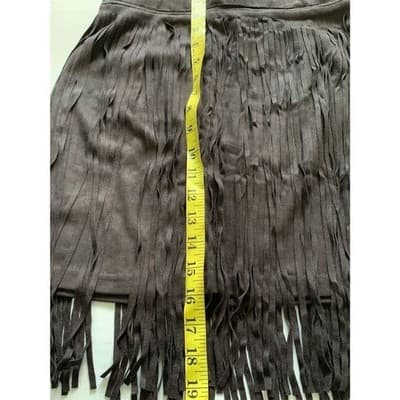 Passarella Black Faux Suede Fringe Mini Skirt Western Boho Style 1087 Mens M - Thumbnail 7