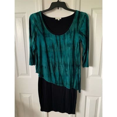 Zen-Knits Women's Small Tie-Dye Tunic Dress 3/4 Sleeve Boho Casual Small - Thumbnail 3