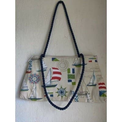 Jaclyn Gray Design Fabric Purses Classy Nautical Womens Shoulder Bag - Thumbnail 4